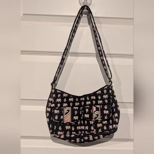 Vera Bradley Black and Pink Elephant Shoulder Bag